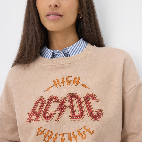 AC/DC Sweaters - AC⚡️DC | M | Beige Tie-Die Sweater ACDC Logo